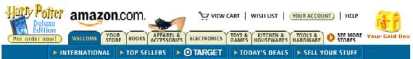 amazon.com tabbed menu